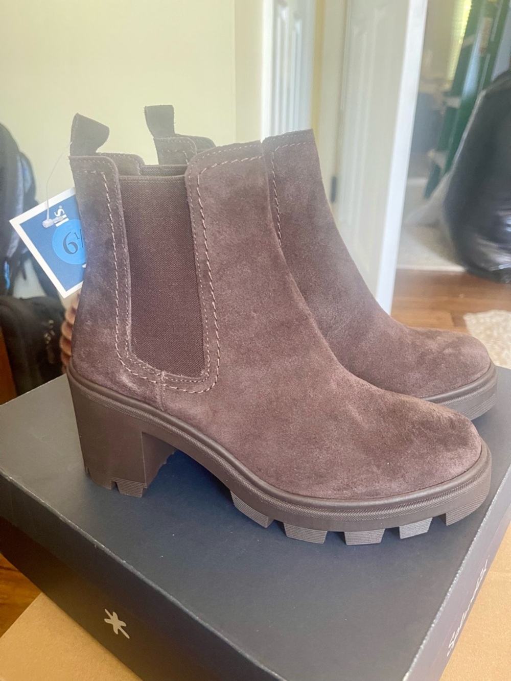 Splendid Brown Suede Chelsea Lug Booties